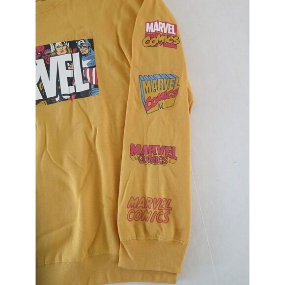 Marvel Superhero Comics Avengers Women's Sz XL (15/17) Yellow Sweatshirt - Picture 5 of 6